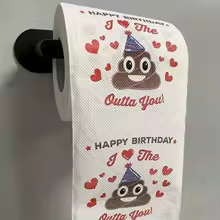 Happy Birthday gag tissue paper on black modern holder