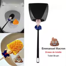 Front view of Emmanuel Macron toilet brush with holder