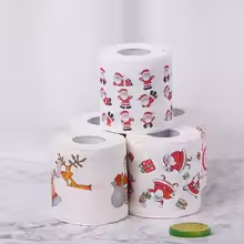 Santa Claus and reindeer scene printed Christmas tissue roll